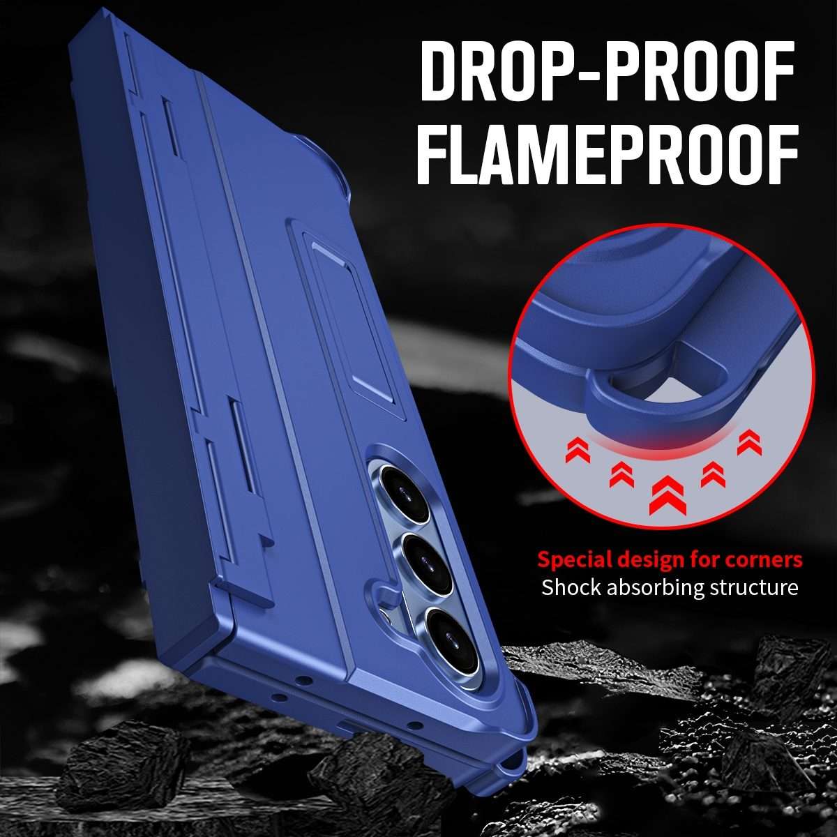 For Samsung Galaxy Z Fold5 5G Diamond Case-film Integral Hinge Shockproof Phone Case wi ... (Blue)