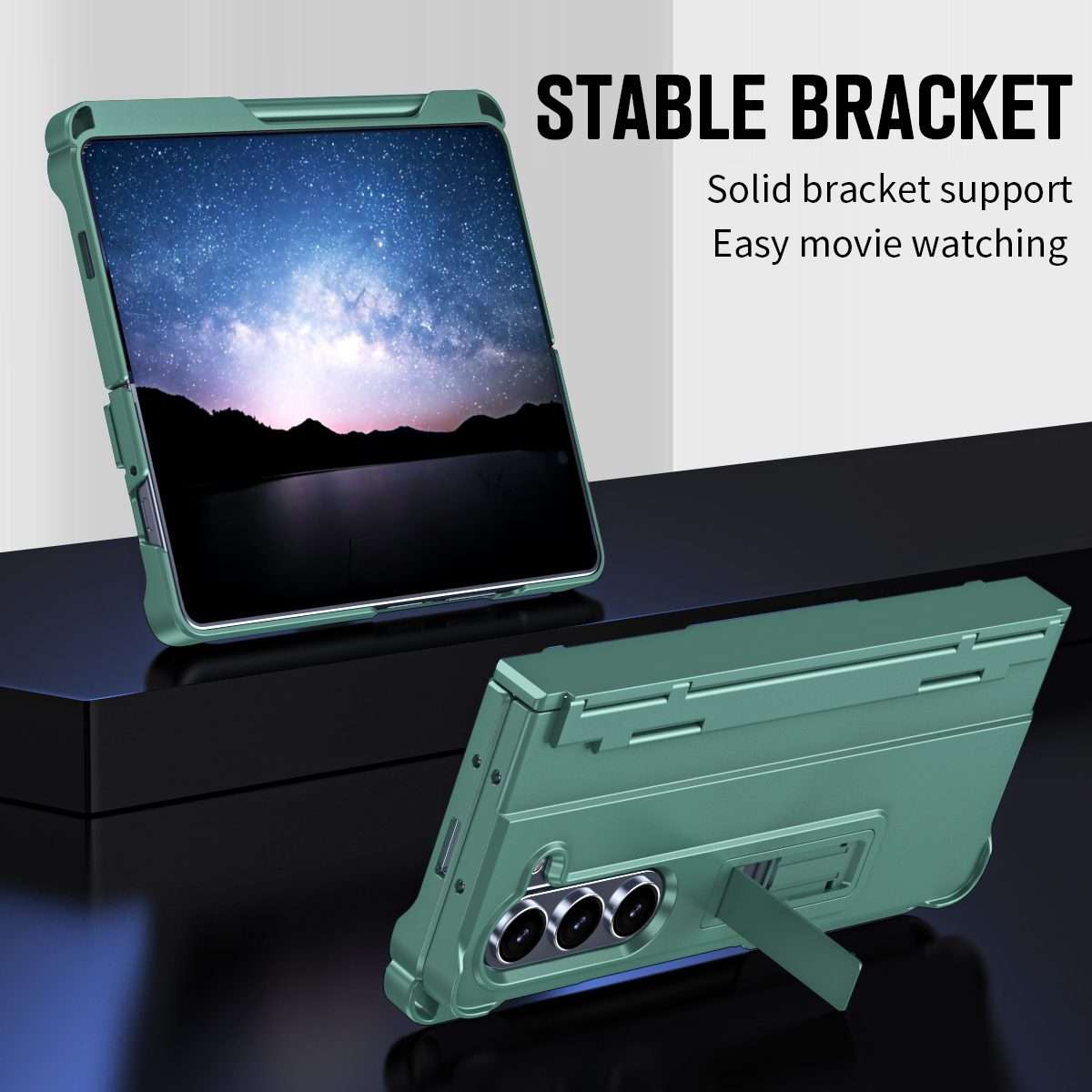 For Samsung Galaxy Z Fold5 5G Diamond Case-film Integral Hinge Shockproof Phone Case w ... (Green)
