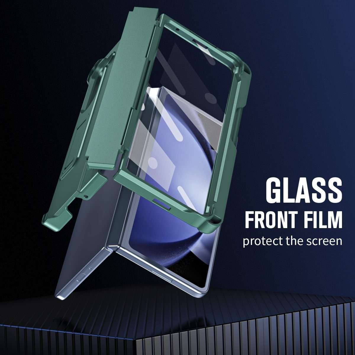 For Samsung Galaxy Z Fold5 5G Diamond Case-film Integral Hinge Shockproof Phone Case w ... (Green)