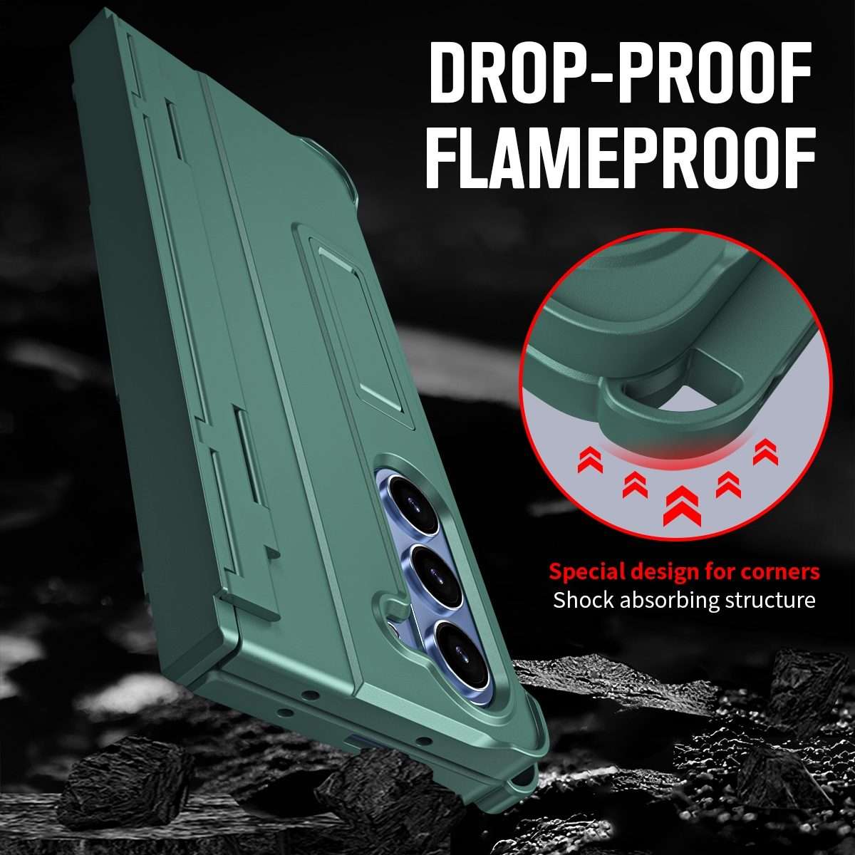 For Samsung Galaxy Z Fold5 5G Diamond Case-film Integral Hinge Shockproof Phone Case w ... (Green)