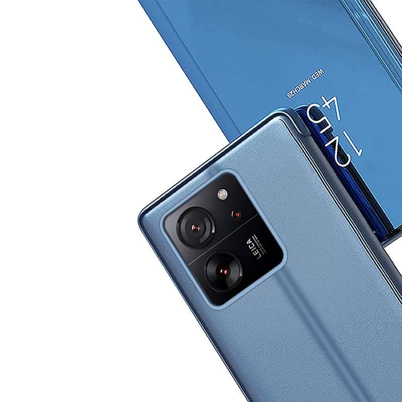 For Xiaomi 14 Pro Plated Mirror Horizontal Flip Leather Phone Case with Holder(Blue)
