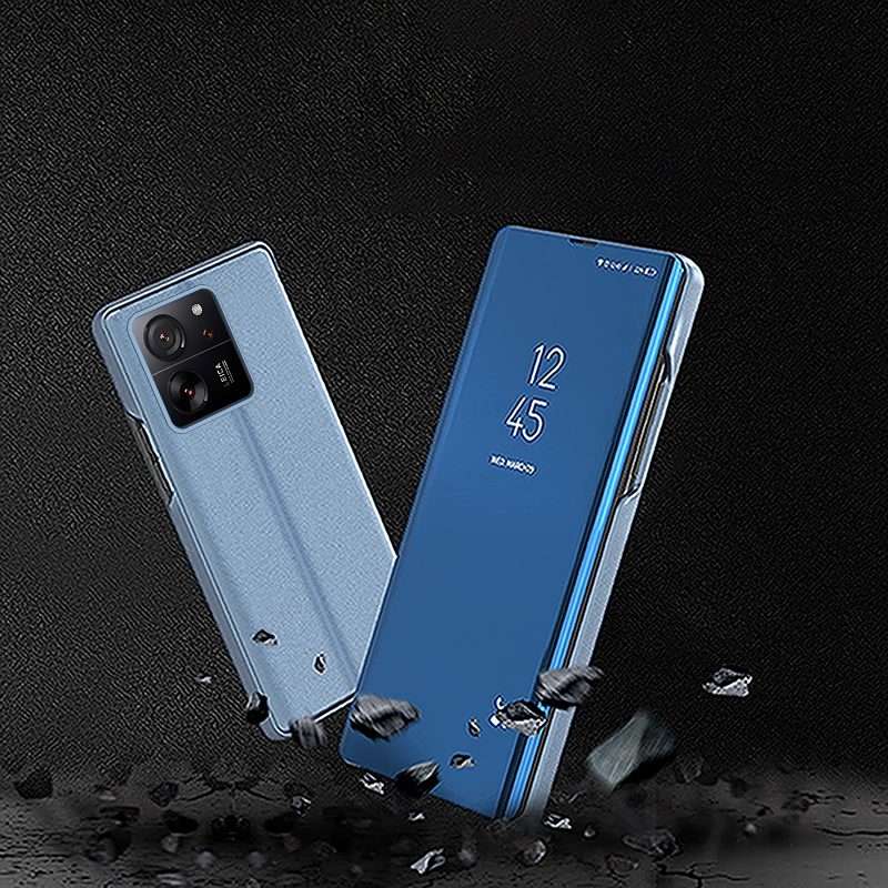 For Xiaomi 14 Pro Plated Mirror Horizontal Flip Leather Phone Case with Holder(Silver)