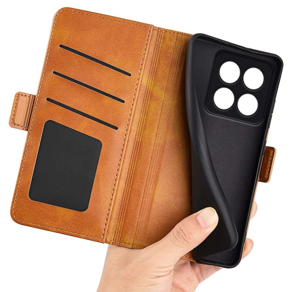 For Xiaomi 14 Pro Dual-side Magnetic Buckle Horizontal Flip Leather Phone Case(Yellow)