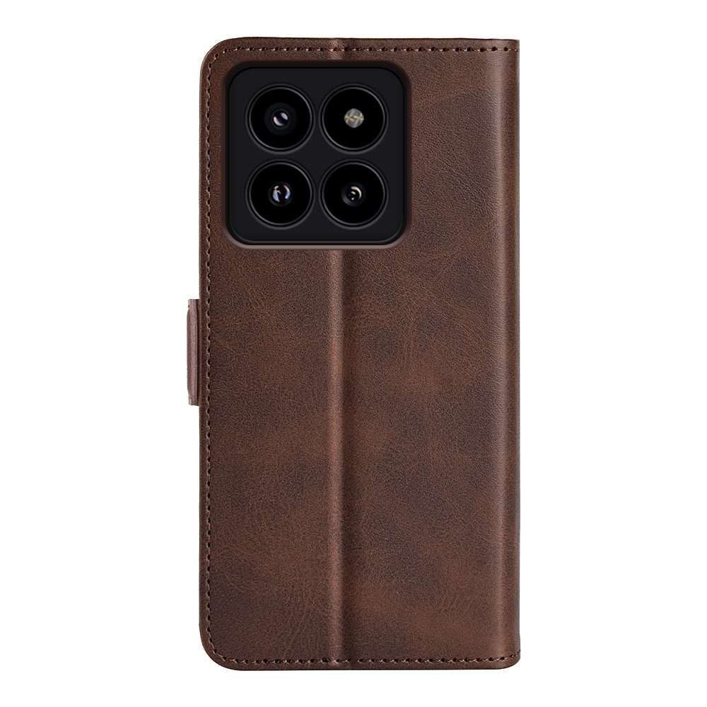 For Xiaomi 14 Pro Dual-side Magnetic Buckle Horizontal Flip Leather Phone Case(Brown)