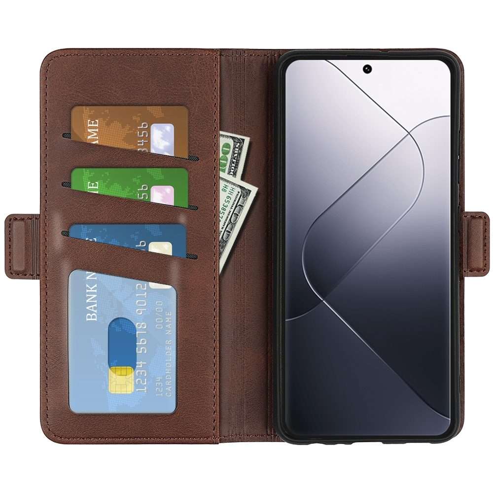 For Xiaomi 14 Pro Dual-side Magnetic Buckle Horizontal Flip Leather Phone Case(Brown)