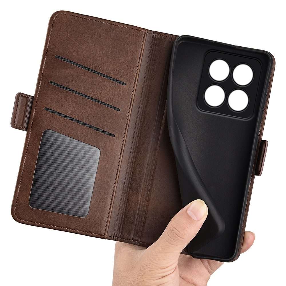For Xiaomi 14 Pro Dual-side Magnetic Buckle Horizontal Flip Leather Phone Case(Brown)