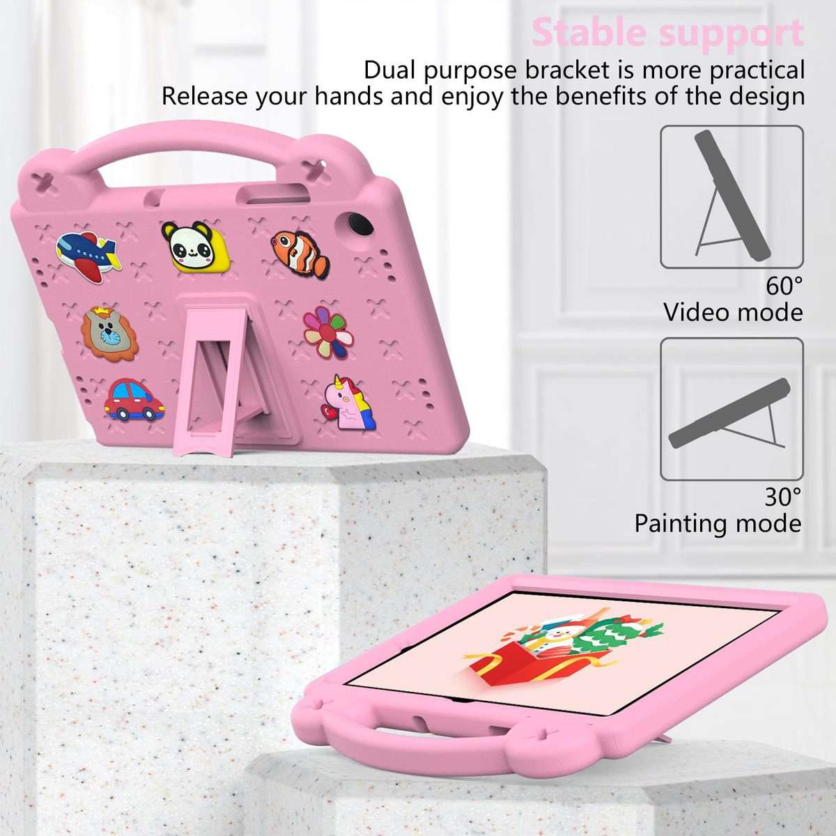 For Samsung Galaxy Tab A11+ 2025 Handle Kickstand Children EVA Shockproof Tablet Case(Pink)