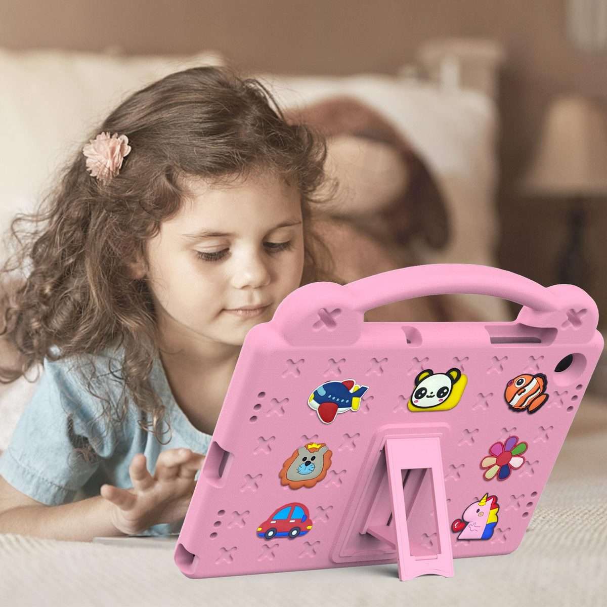 For Samsung Galaxy Tab A11+ 2025 Handle Kickstand Children EVA Shockproof Tablet Case(Pink)