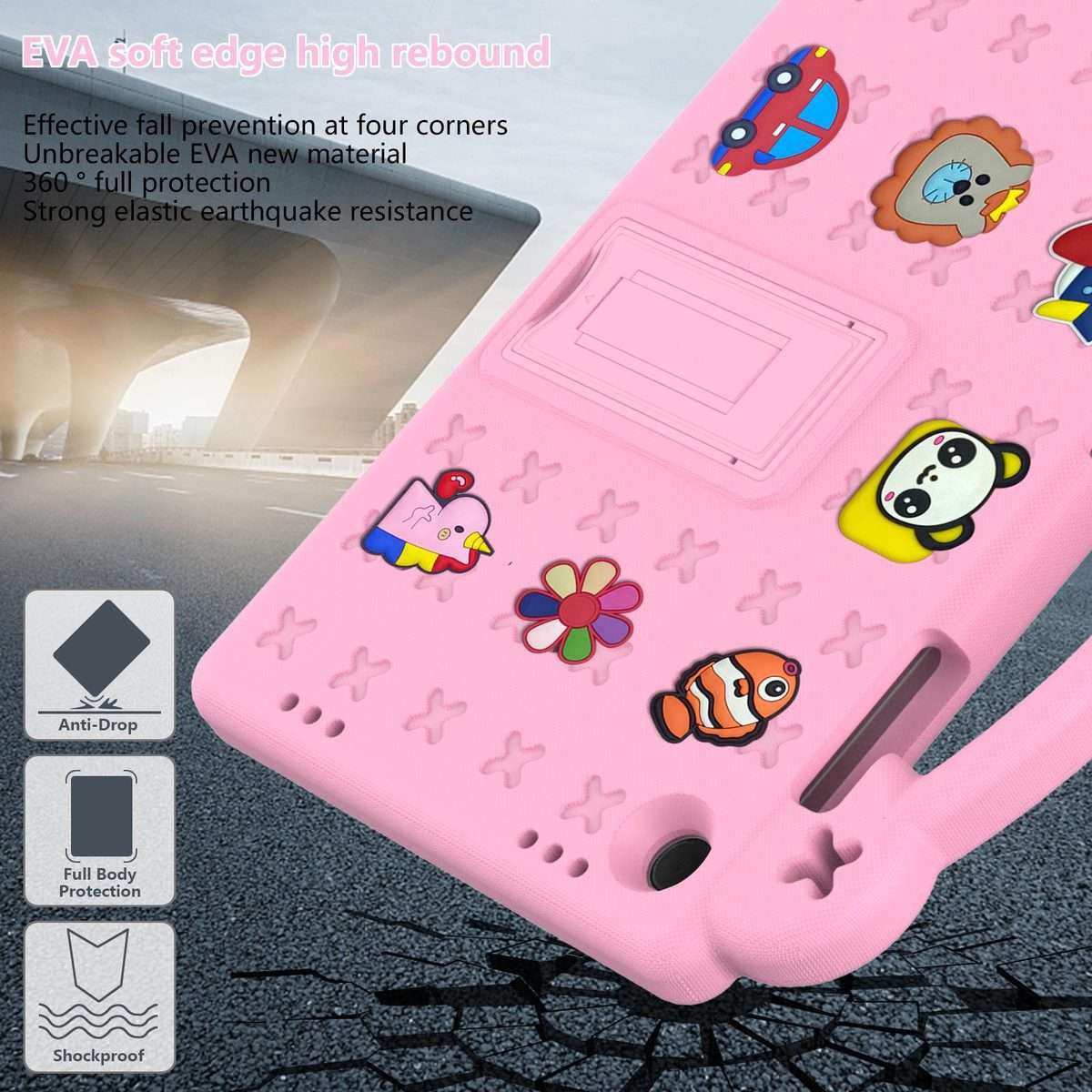 For Samsung Galaxy Tab A11+ 2025 Handle Kickstand Children EVA Shockproof Tablet Case(Pink)