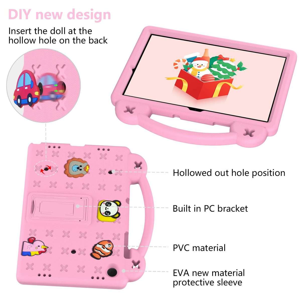 For Samsung Galaxy Tab A11+ 2025 Handle Kickstand Children EVA Shockproof Tablet Case(Pink)