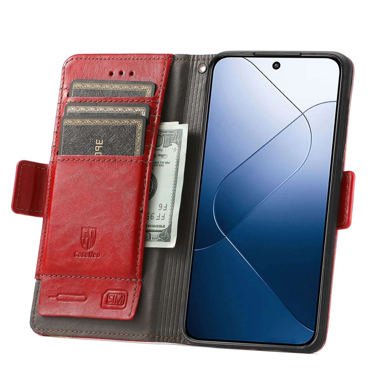 For Xiaomi 14 Pro CaseNeo Splicing Dual Magnetic Buckle Leather Phone Case(Red)