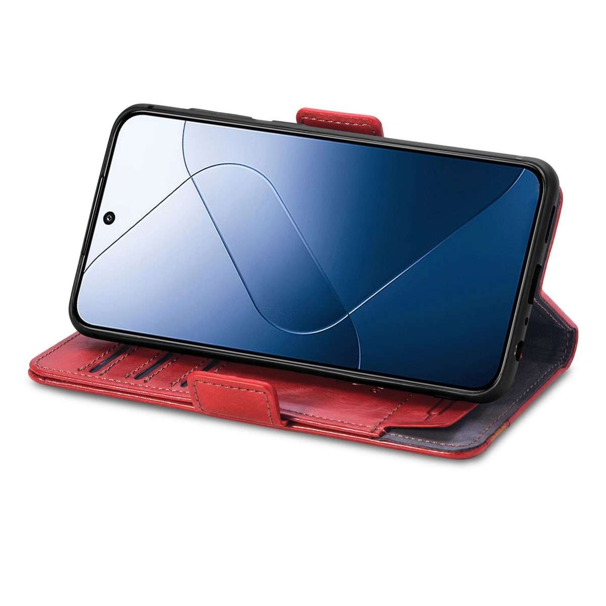 For Xiaomi 14 Pro CaseNeo Splicing Dual Magnetic Buckle Leather Phone Case(Red)