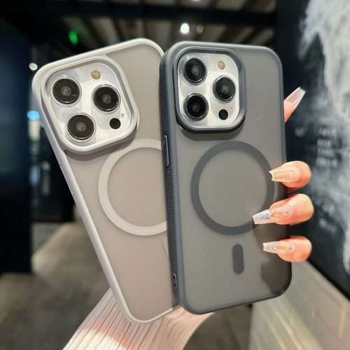 For iPhone 15 Pro Max Transparent TPU Hybrid PC Magsafe Phone Case(Black)
