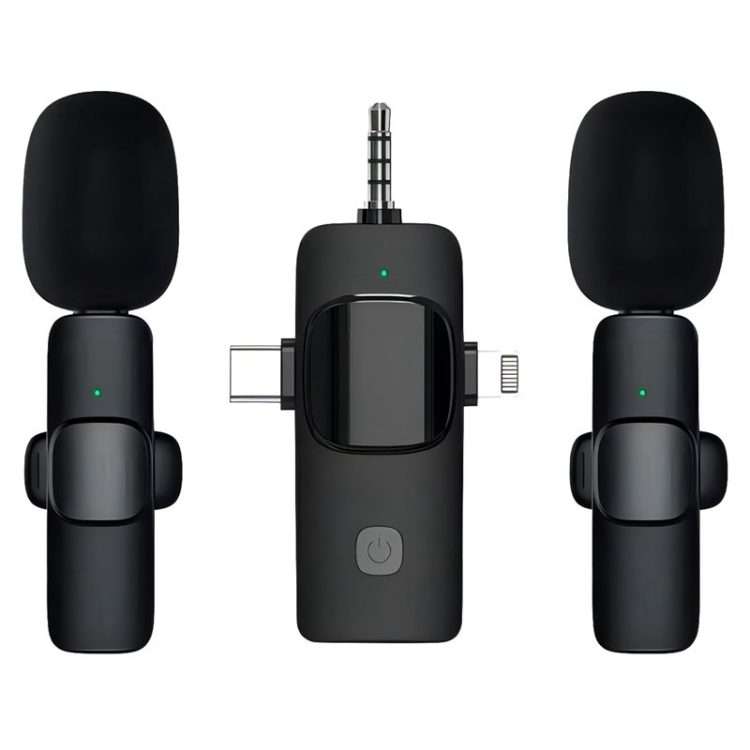 3 in 1 Wireless Lavalier Microphones for iPhone / Android