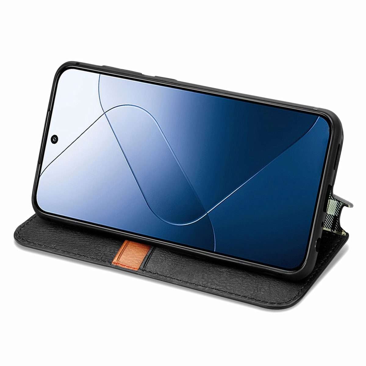 For Xiaomi 14 Pro Cubic Grid Pressed Magnetic Leather Phone Case(Black)