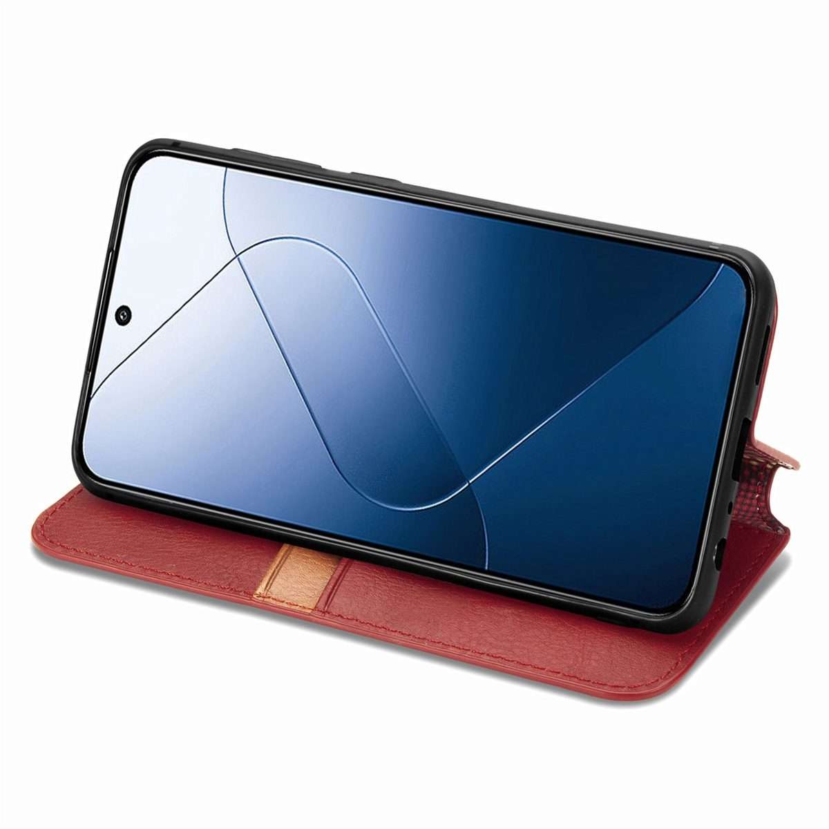 For Xiaomi 14 Pro Cubic Grid Pressed Magnetic Leather Phone Case(Red)
