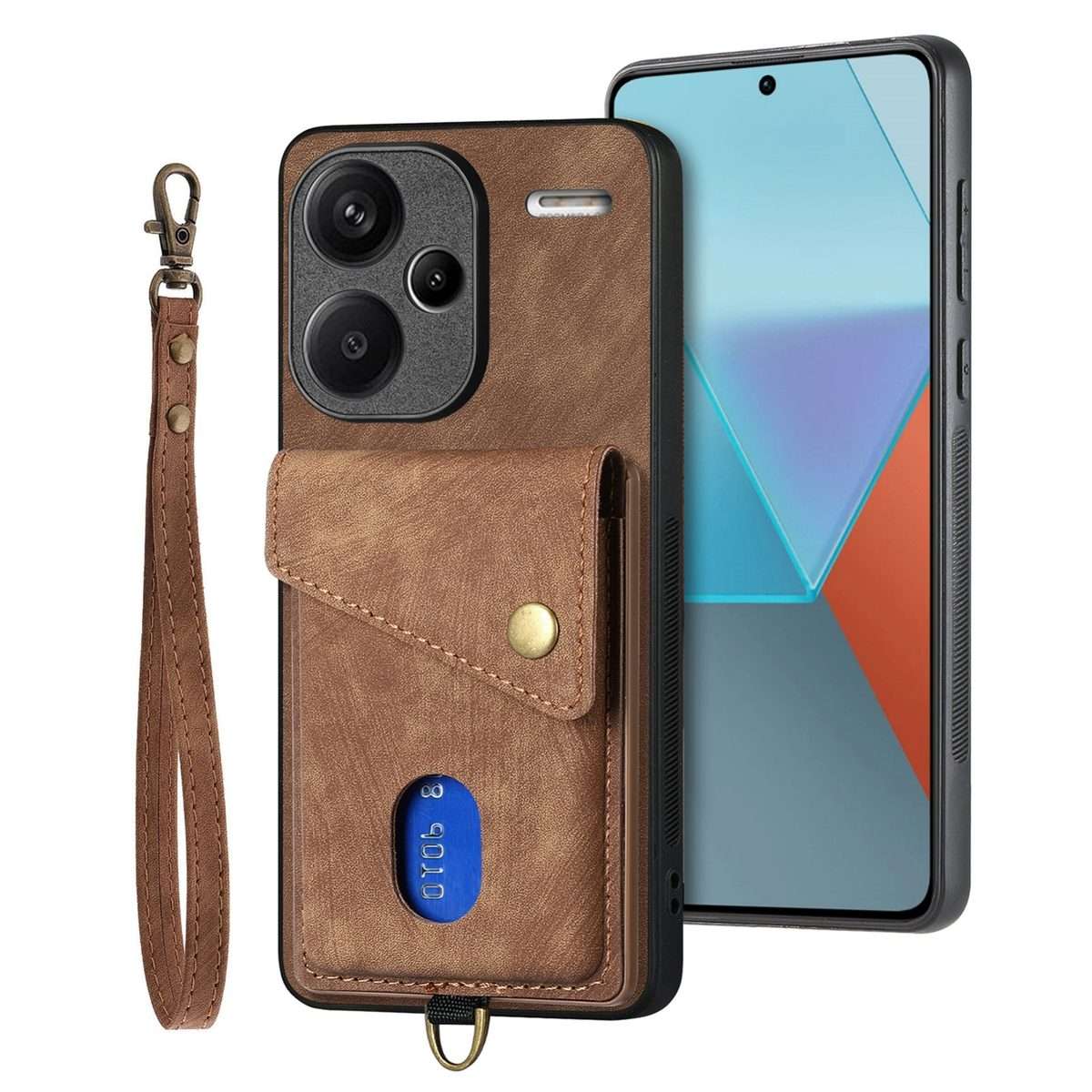 For Xiaomi Redmi Note 13 Pro+ Retro Card Wallet Fold Leather Phone Case with Strap(Brown)