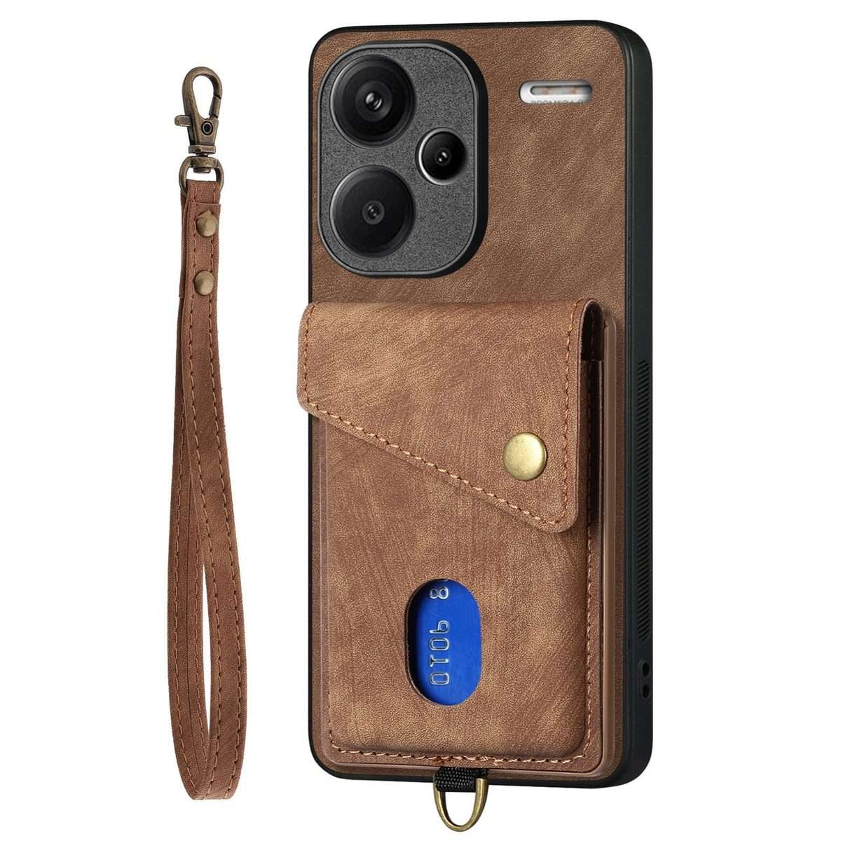 For Xiaomi Redmi Note 13 Pro+ Retro Card Wallet Fold Leather Phone Case with Strap(Brown)