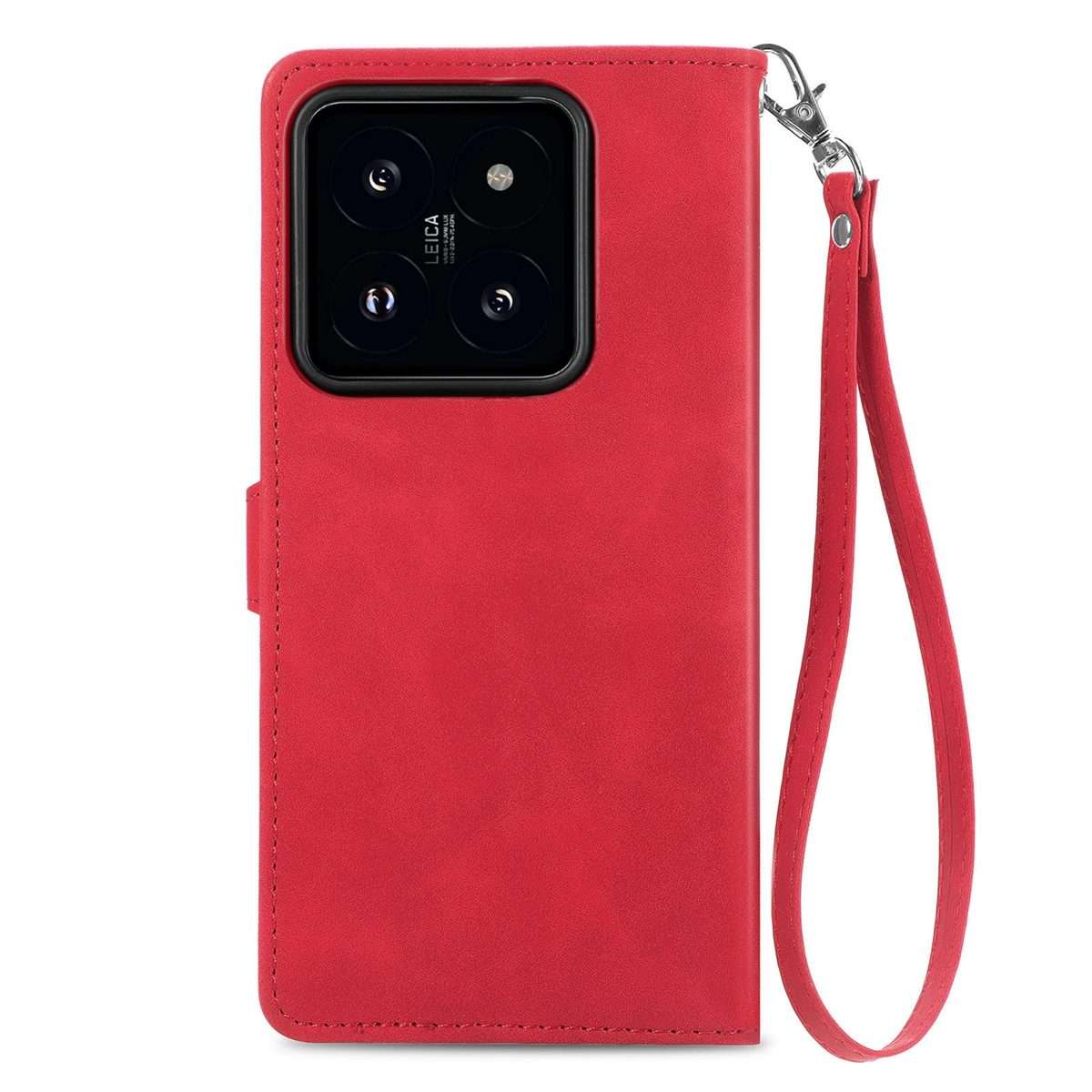 For Xiaomi 14 Pro Embossed Flower Zipper Leather Phone Case(Red)