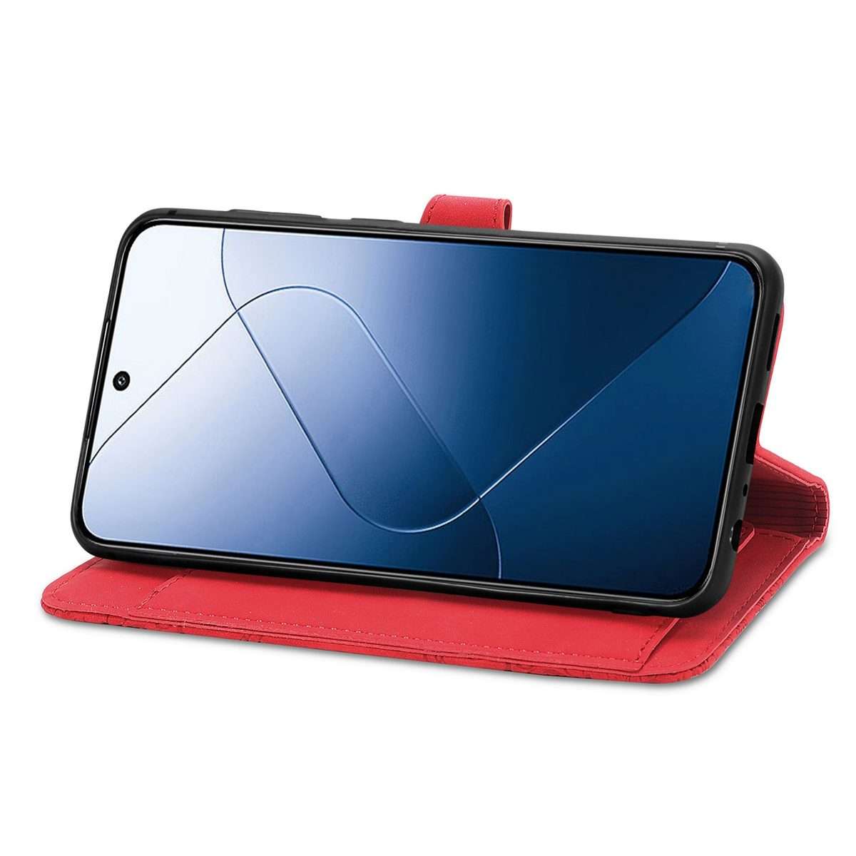 For Xiaomi 14 Pro Embossed Flower Zipper Leather Phone Case(Red)
