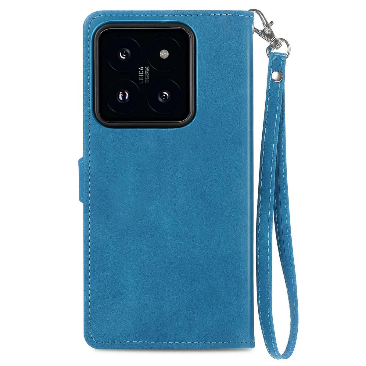 For Xiaomi 14 Pro Embossed Flower Zipper Leather Phone Case(Blue)