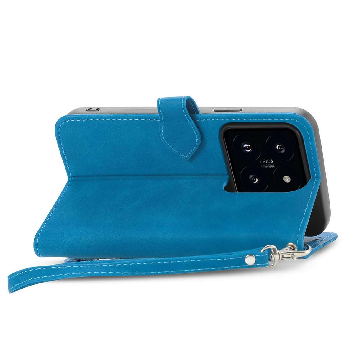 For Xiaomi 14 Pro Embossed Flower Zipper Leather Phone Case(Blue)