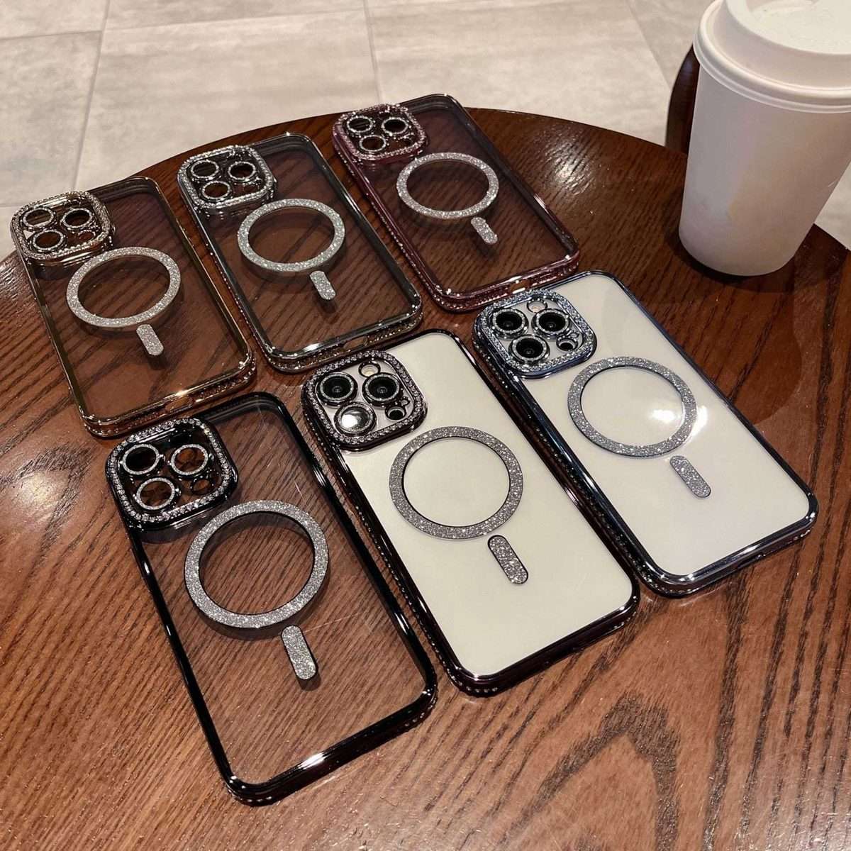 For iPhone 11 Pro Max Diamond Plated MagSafe TPU Phone Case(Black)