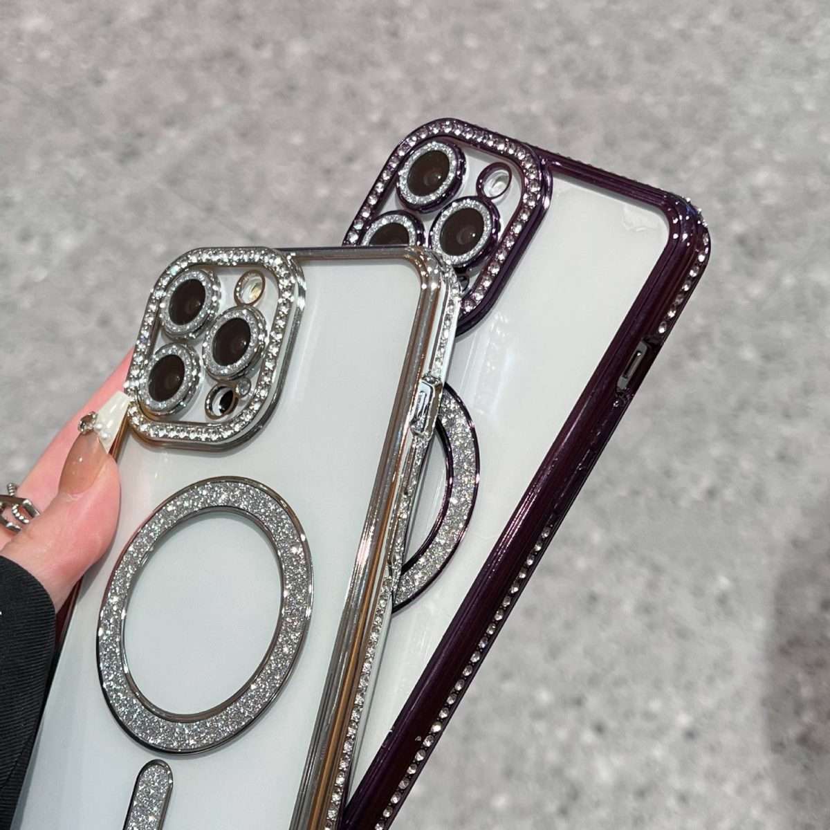For iPhone 11 Pro Max Diamond Plated MagSafe TPU Phone Case(Black)