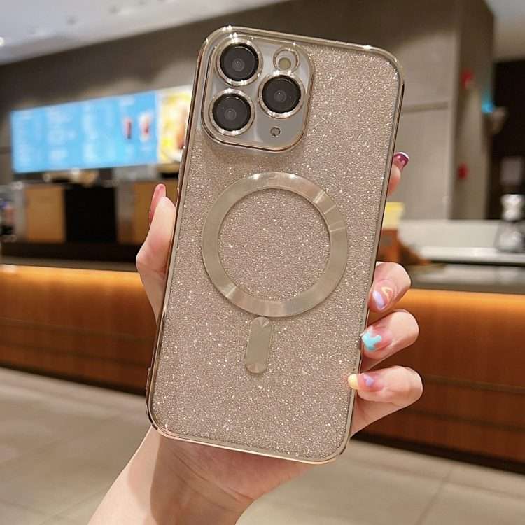 For iPhone 11 Pro Glitter Electroplating MagSafe TPU Phone Case(Gold)