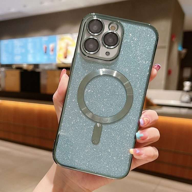 For iPhone 11 Pro Glitter Electroplating MagSafe TPU Phone Case(Green)
