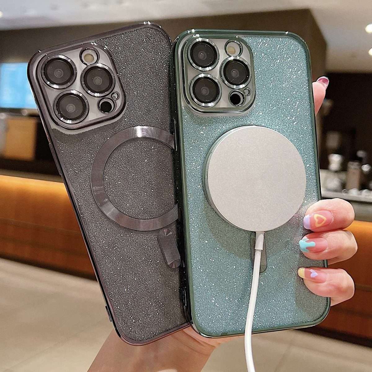 For iPhone 11 Pro Glitter Electroplating MagSafe TPU Phone Case(Green)