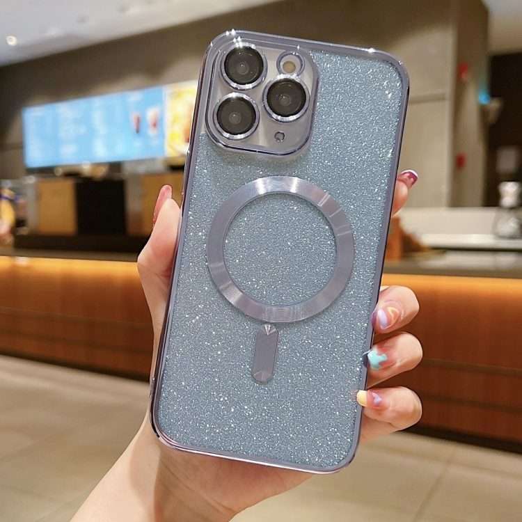 For iPhone 11 Pro Glitter Electroplating MagSafe TPU Phone Case(Blue)