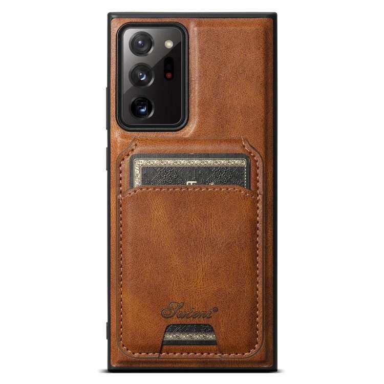For Samsung Galaxy Note20 5G Suteni H15 Oil Eax Leather Detachable Wallet Back Phone Case(Brown)