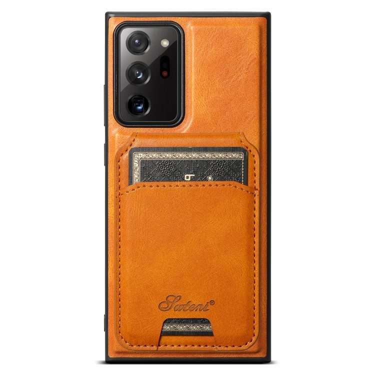 For Samsung Galaxy Note20 5G Suteni H15 Oil Eax Leather Detachable Wallet Back Phone Case(Khaki)