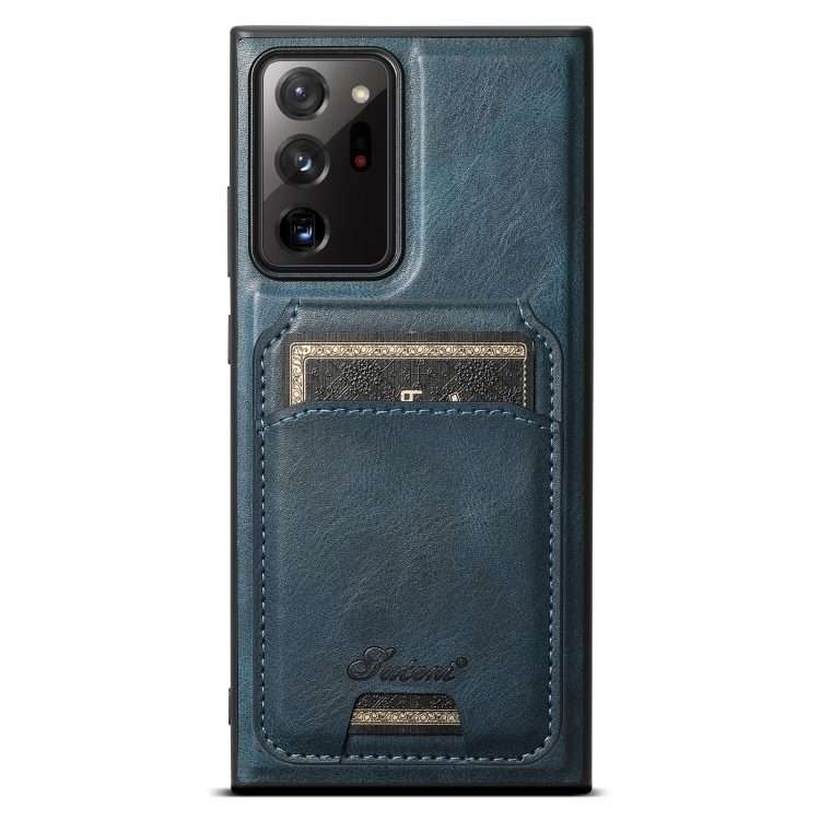 For Samsung Galaxy Note20 5G Suteni H15 Oil Eax Leather Detachable Wallet Back Phone Case(Blue)