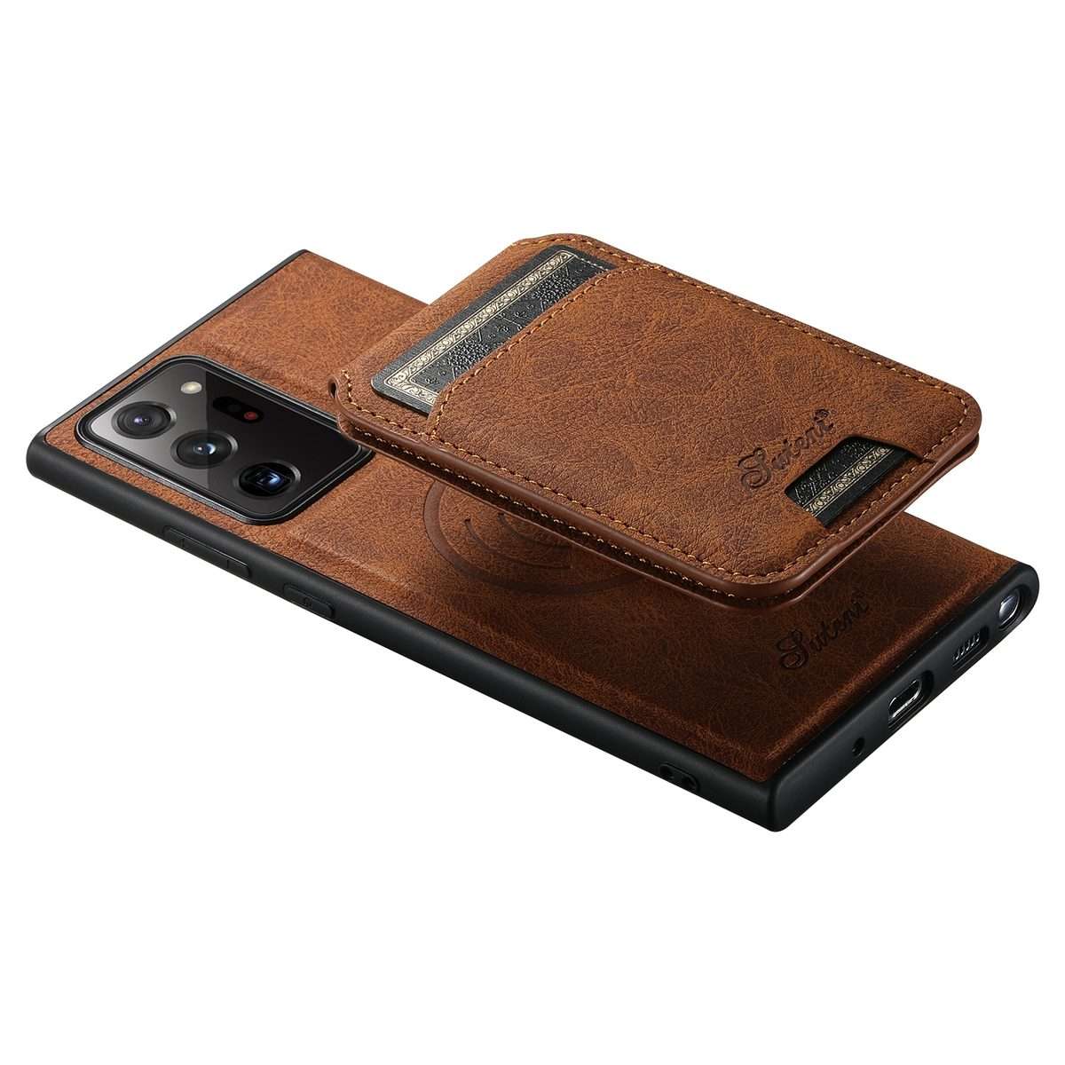 For Samsung Galaxy Note20 5G Suteni H16 Litchi Texture Leather Detachable Wallet Back ... (Khaki)