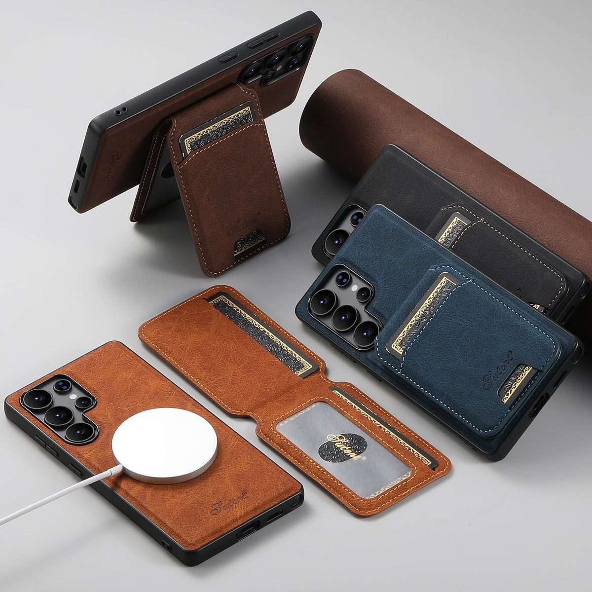 For Samsung Galaxy Note20 5G Suteni H16 Litchi Texture Leather Detachable Wallet Back ... (Khaki)