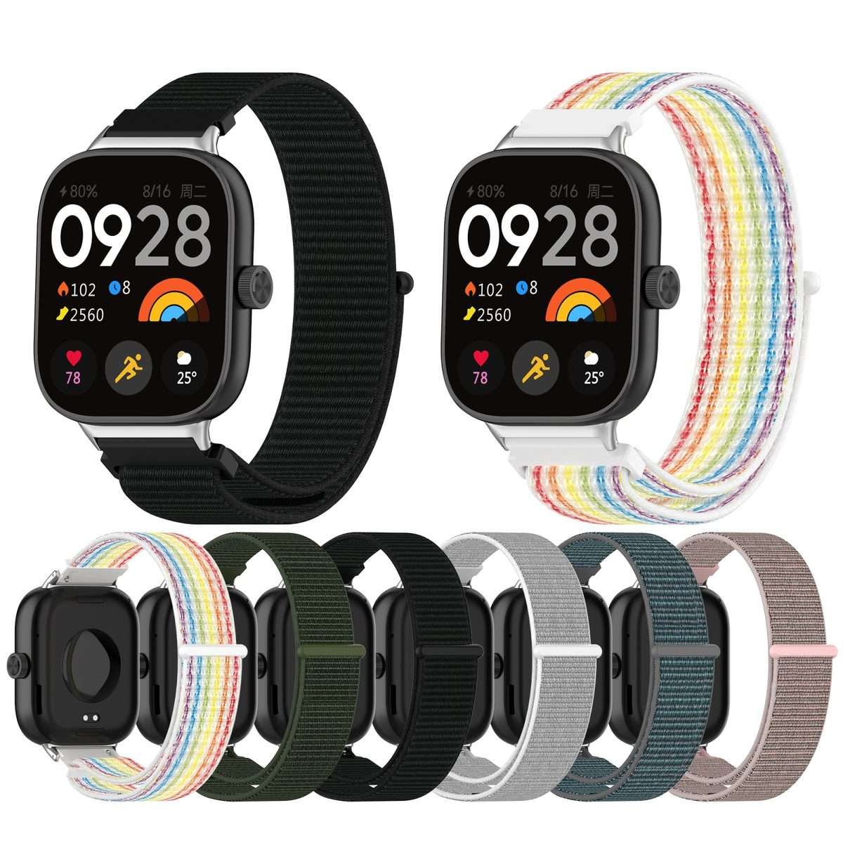 For Redmi Watch 6 / 5 / Xiaomi Band 9 Pro Nylon Loop Metal Connector Watch Band(Gray)