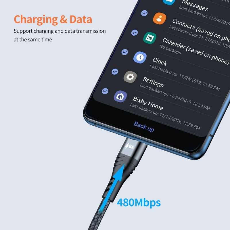 ENKAY 3-in-1 6A USB to Type-C / 8 Pin / Micro USB Multifunction Fast Charging Cable, C ... (Black)