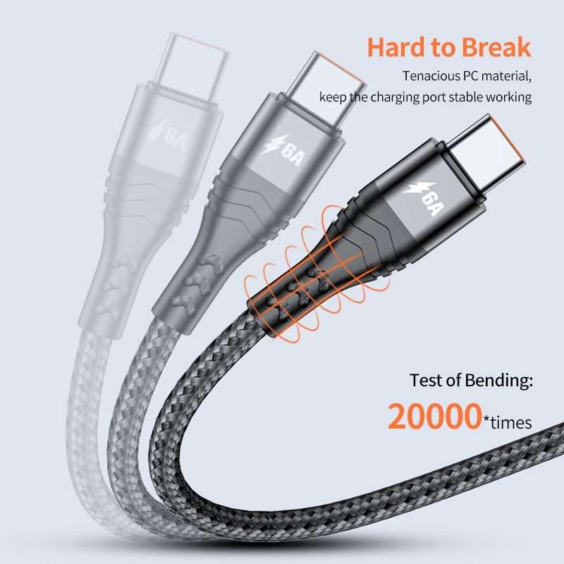 ENKAY 3-in-1 6A USB to Type-C / 8 Pin / Micro USB Multifunction Fast Charging Cable, C ... (Black)
