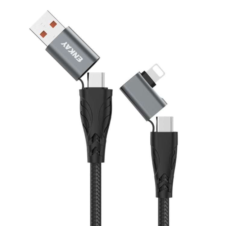 ENKAY PD100W 4-in-1 USB-A / Type-C to Type-C / 8 Pin Multifunction Fast Charging Cable with ... 1m