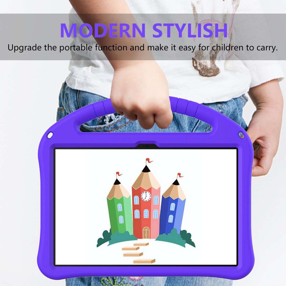 For Teclast M50 HD 10.1 / M50 Pro EVA Shockproof Tablet Case with Holder(Purple)