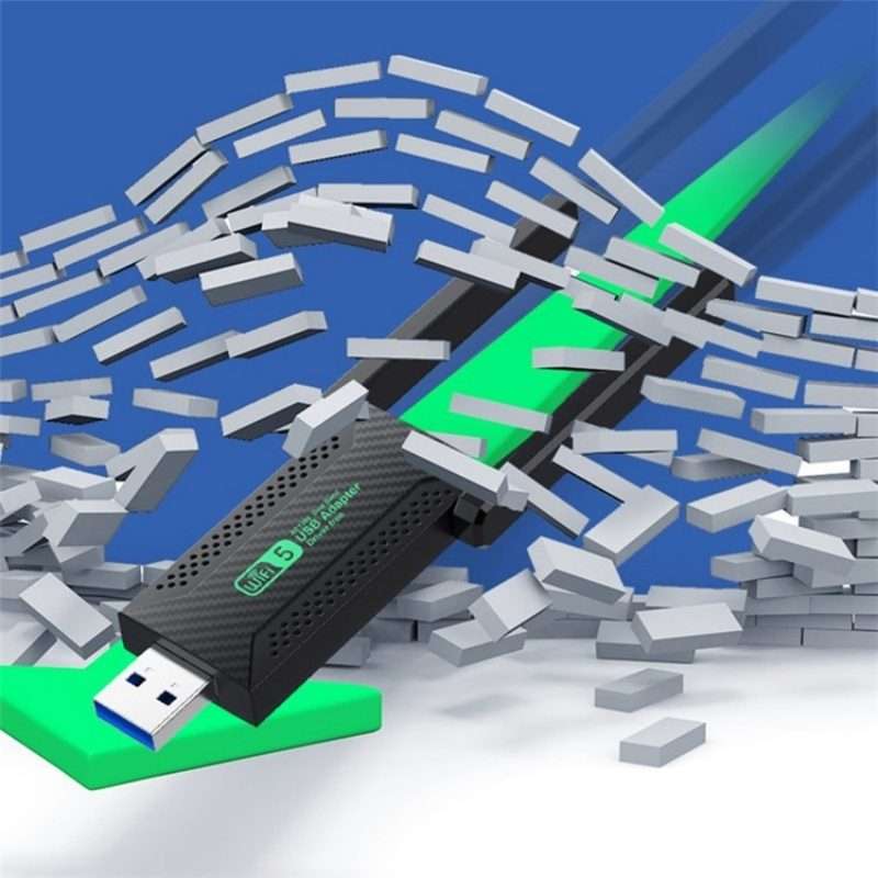 For Desktop PC Laptop Dual Band Driver-Free USB3.0 5G 1200Mbps WiFi Wireless Adapter