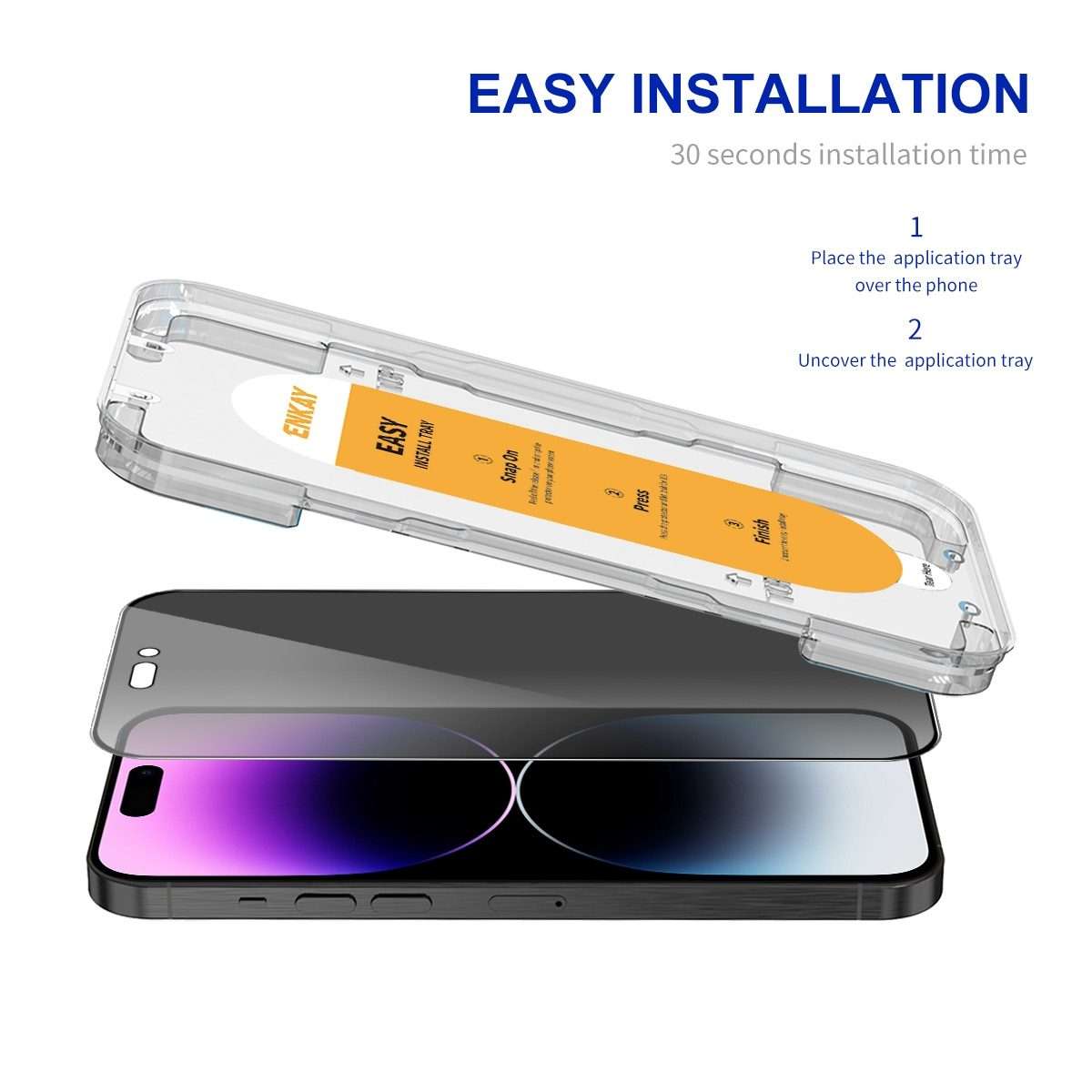 For iPhone 14 Pro ENKAY Easy Install Anti-peeping Privacy Full Screen Tempered Glass Film