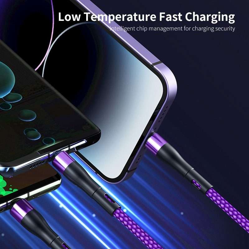 ENKAY 6-in-1 5A USB + Type-C to Type-C / 8 Pin / Micro USB Multifunction Fast Charging ... (Black)