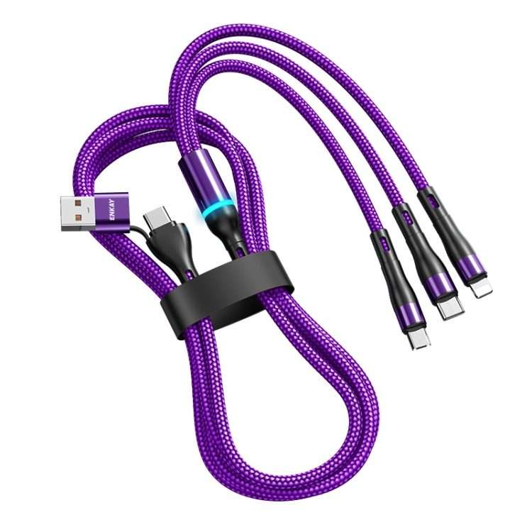 ENKAY 6-in-1 5A USB + Type-C to Type-C / 8 Pin / Micro USB Multifunction Fast Chargin ... (Purple)