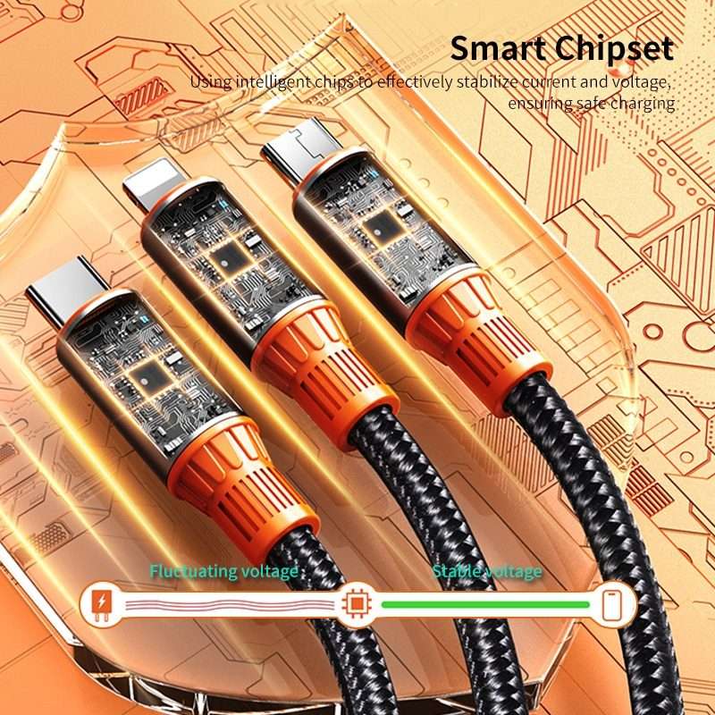ENKAY 6-in-1 5A USB + Type-C to Type-C / 8 Pin / Micro USB Multifunction Fast C ... (Black Orange)