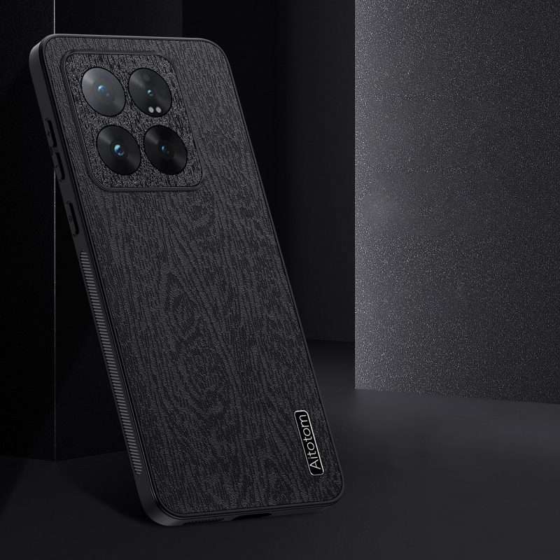 For Xiaomi 14 Pro Tree Bark Leather Shockproof Phone Case(Black)