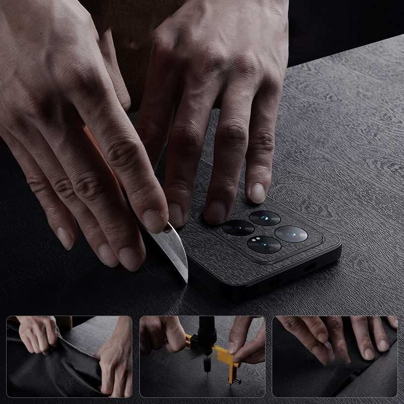 For Xiaomi 14 Pro Tree Bark Leather Shockproof Phone Case(Black)