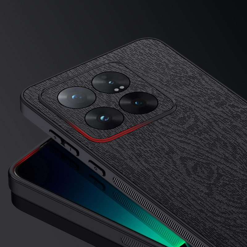 For Xiaomi 14 Pro Tree Bark Leather Shockproof Phone Case(Black)